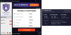 PureVPN Uzbekistan speed test