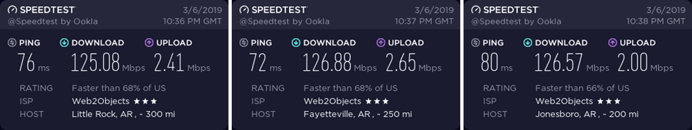 ExpressVPN Arkansas speed test