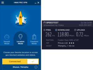HMA Bhutan speed test
