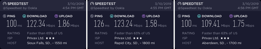 HMA South Dakota speed test