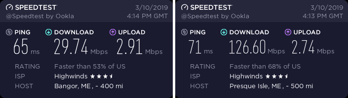 IPVanish Maine speed test