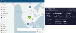NordVPN Hartford speed test