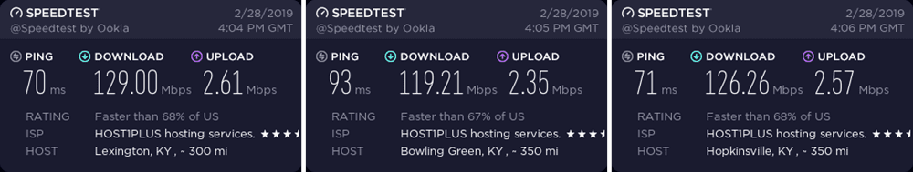 NordVPN Kentucky speed test
