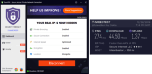 PureVPN Mongolia speed test