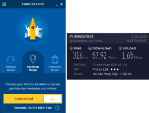 HMA Ho Chi Minh speed test
