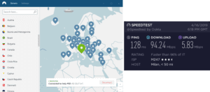 NordVPN Milan speed test