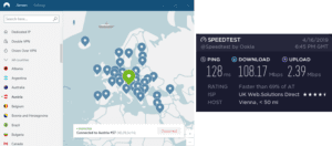 NordVPN Vienna speed test