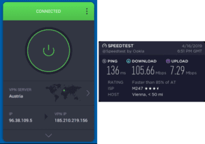 PIA Vienna speed test