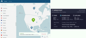 NordVPN Branson speed test