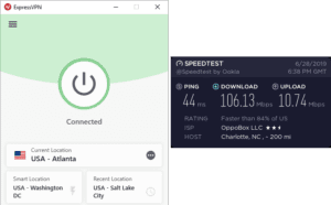 ExpressVPN Charleston speed test