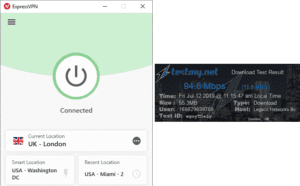 ExpressVPN Glasgow speed test