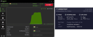 IPVanish Nepal speed test