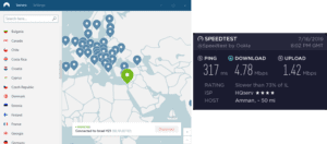 NordVPN Jordan speed test