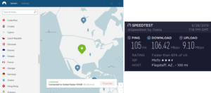 NordVPN Sedona speed test