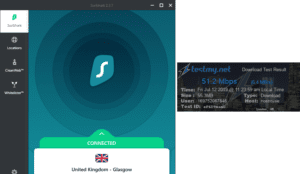 Surfshark Glasgow speed test