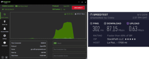 IPVanish Bolivia speed test