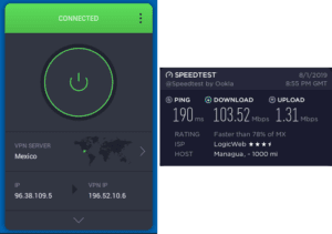 PIA Nicaragua speed test