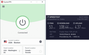 ExpressVPN Providence speed test