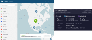 NordVPN Grand Rapids speed test