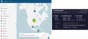 NordVPN Norfolk speed  test