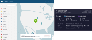 NordVPN Spokane speed test