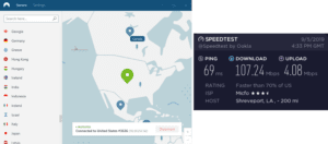 NordVPN Shreveport speed test