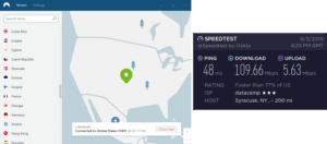 NordVPN Syracuse speed test