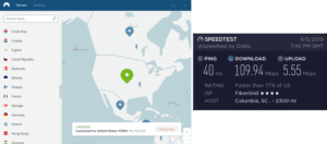 NordVPN Myrtle Beach speed test