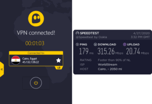 CyberGhost Cairo speed test