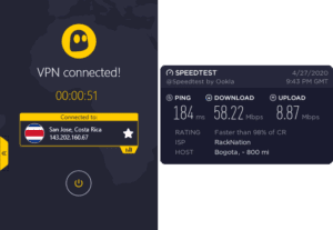 CyberGhost Bogota speed test