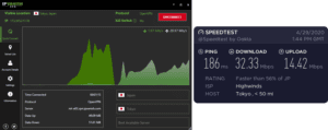 IPVanish Nagoya speed test