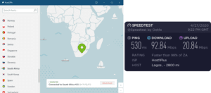 NordVPN Lagos speed test