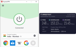 ExpressVPN Ahmedabad speed test