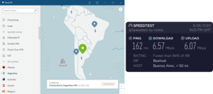 NordVPN Argentina speed test