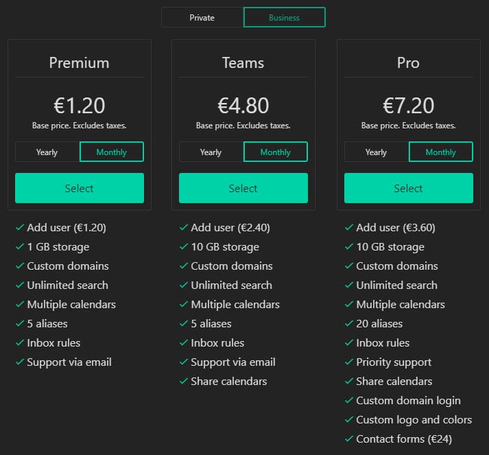 Tutanota Pricing