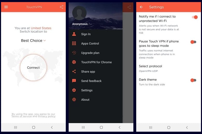 Touch VPN Android app
