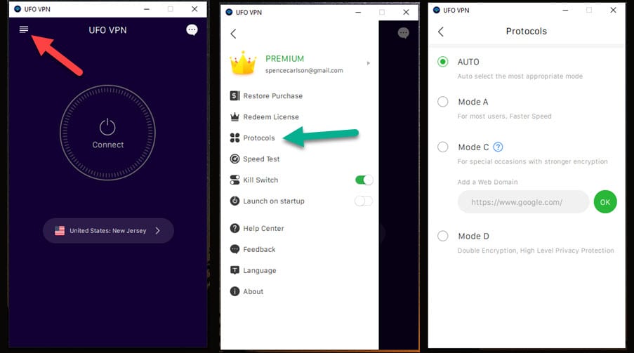 UFO VPN Features and Console