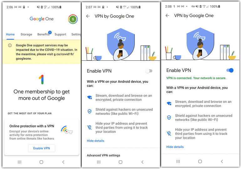 VPN by Google One Console