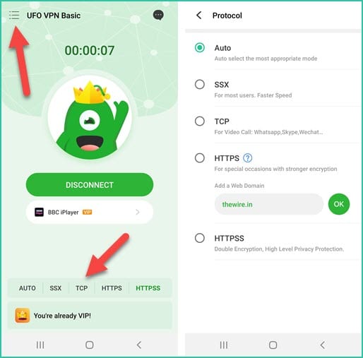 UFO VPN Mobile encryption