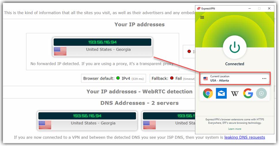 ExpressVPN Leaktest