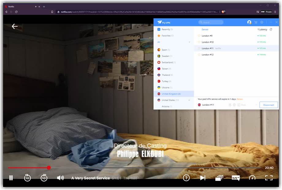 FlyVPN Netflix Test