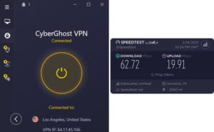 CyberGhost Honolulu speed test