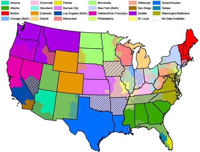 MLB.tv blackout map