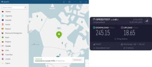 NordVPN Quebec speed test