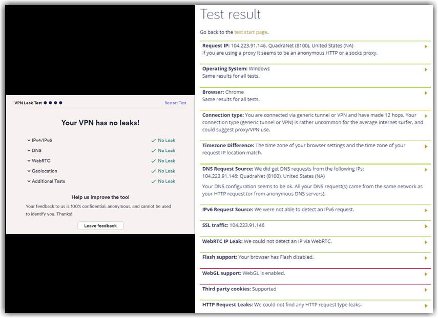 WeVPN DNS Leaktest