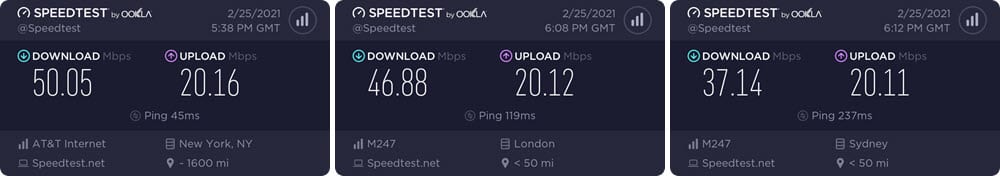 WeVPN speed test