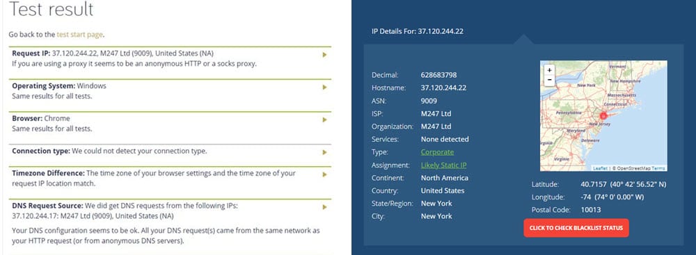 PrivadoVPN leak test