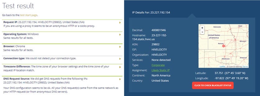 VPN.ac DNS leak test