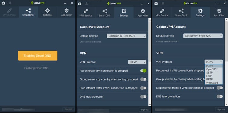 Cactus VPN features