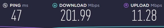 PotatoVPN NYC Speedtest